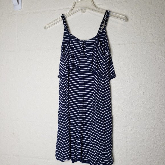 American Eagle Blue/White Stripe Flounce Dress XS - Picture 13 of 16
